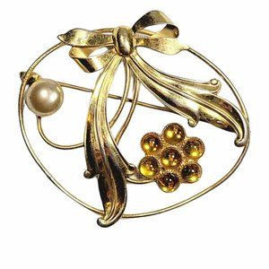 Vintage Wilcox Sterling Flower bow Brooch Pin